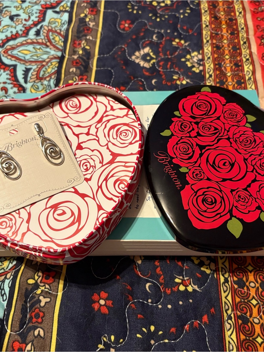 Brighton Black Tin with Red Rose Design - Heart Gift Set